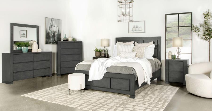 Lorenzo - Wood Eastern King Panel Bed - Dark Gray