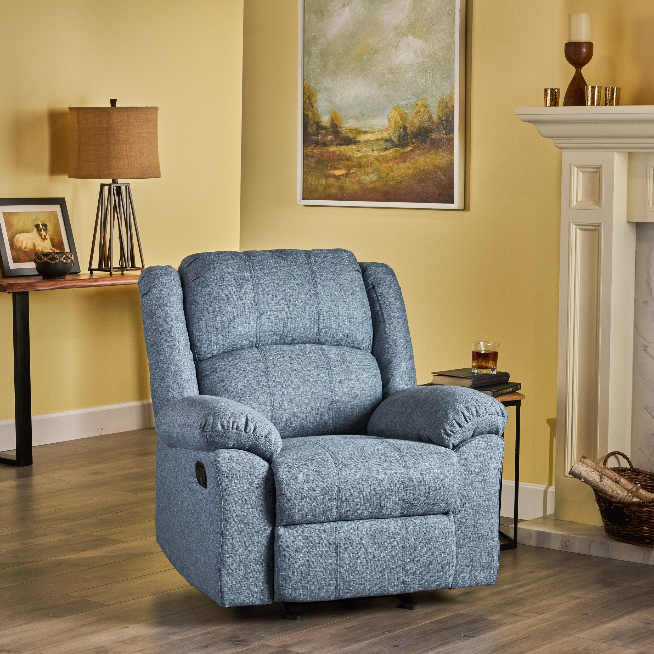 Wide Manual Glider Standard Recliner - Navy Blue