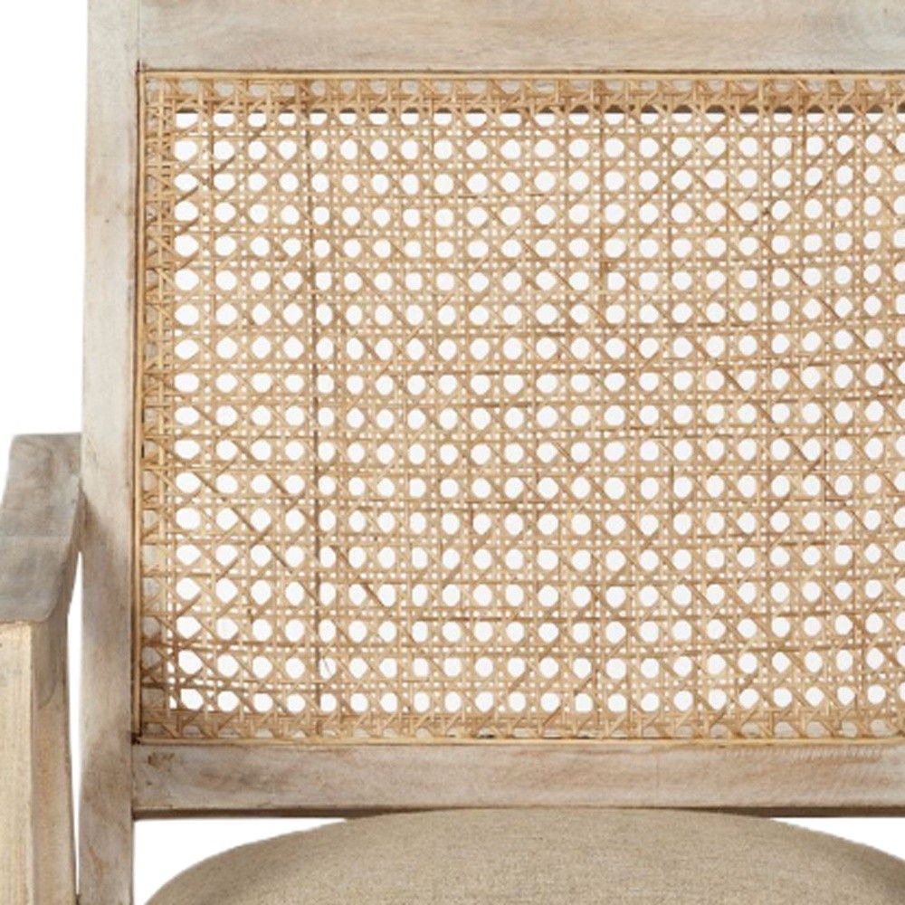 Fabric Distressed Arm Chair - Cream / Brown