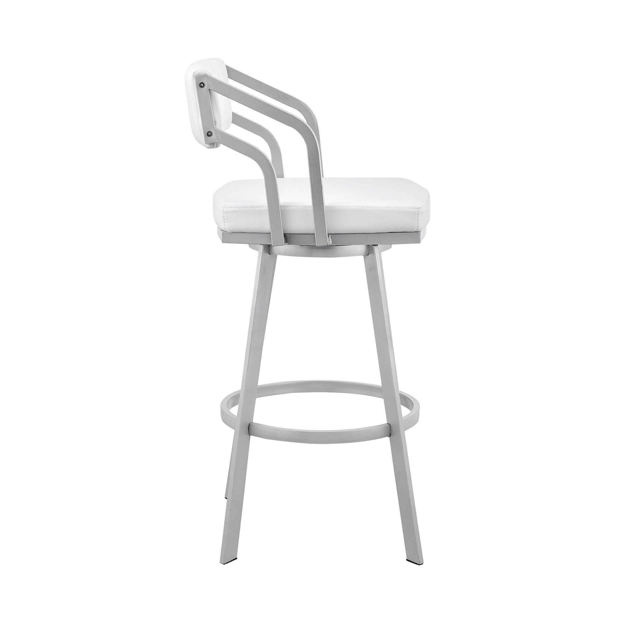 Swivel Low Back Counter Height / Bar Chair - White / Silver