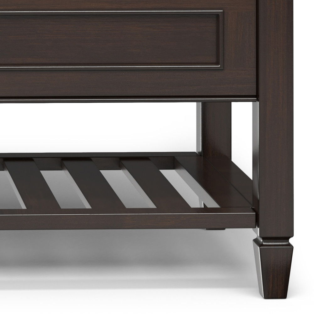 Connaught - Entryway Storage Bench With Shelf - Chestnut by Simpli-Home | Bel Furniture