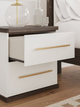 Kendanport - Two Drawer Night Stand - Brown / White