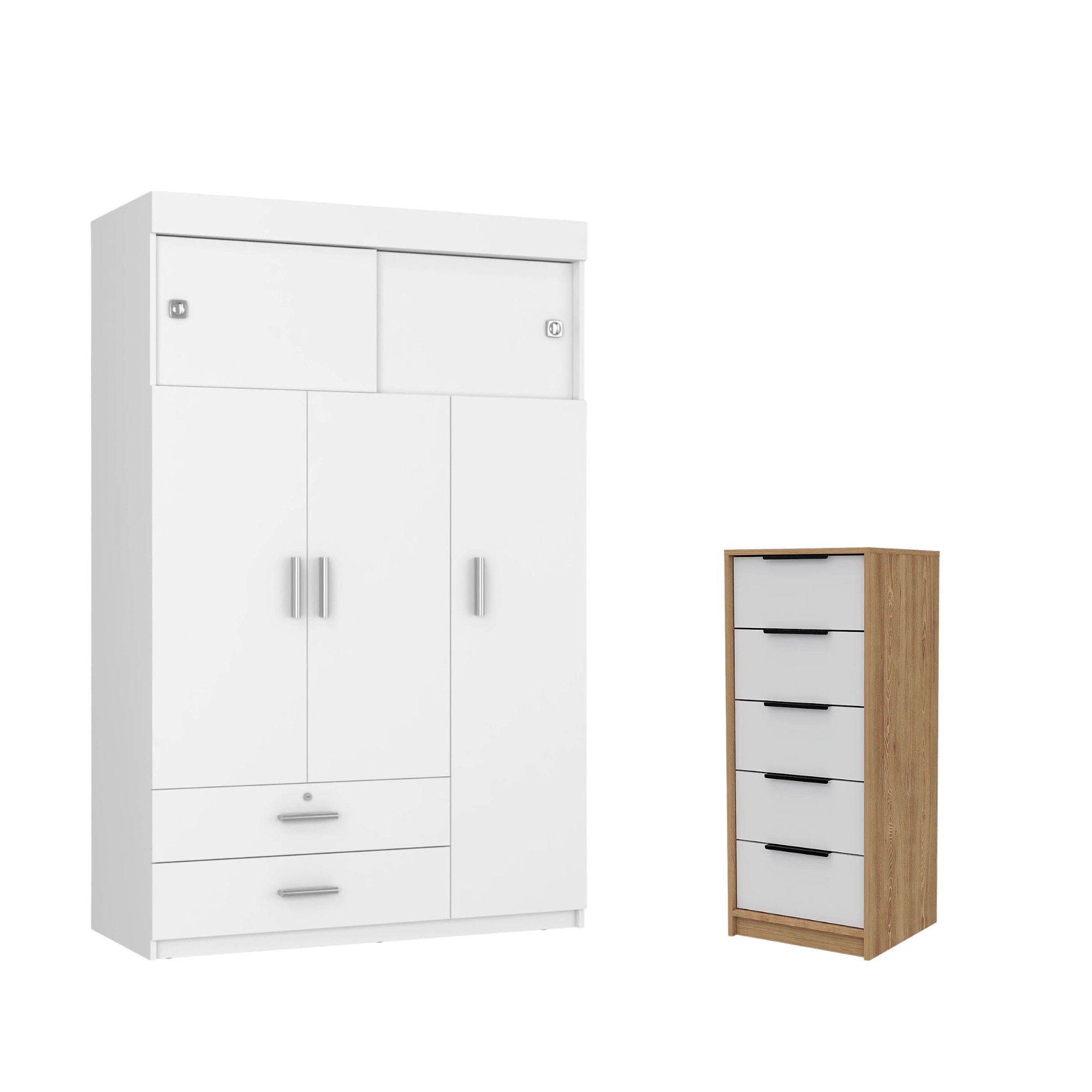 Two Drawer Combo Dresser Wooden - White