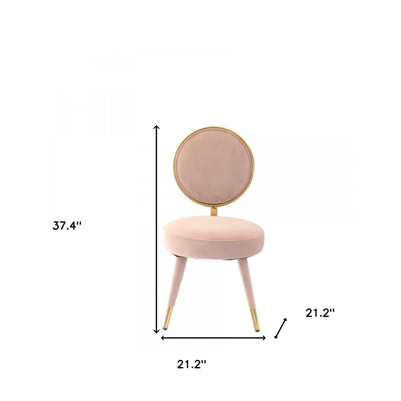 Velvet Solid Color Side Chair (Set of 2) - Pink / Gold