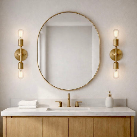 Reverie - Double Lights Bathroom Wall Sconce Over Mirror - Clear / Gold - view 2