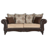 Elmbrook - Upholstered Rolled Arm Sofa Set With Intricate Wood by Coaster Fine Furniture | Bel Furniture