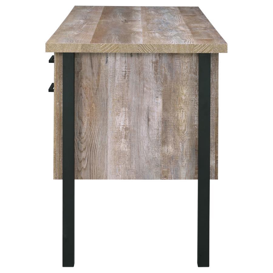 Samson - 4-Drawer Office Computer Desk - Weathered Oak by CoasterEveryday | Bel Furniture