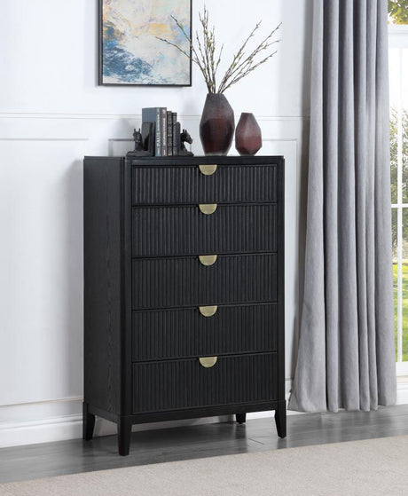 Brookmead - 5-Drawer Bedroom Chest - Black by Coaster Fine Furniture | Bel Furniture