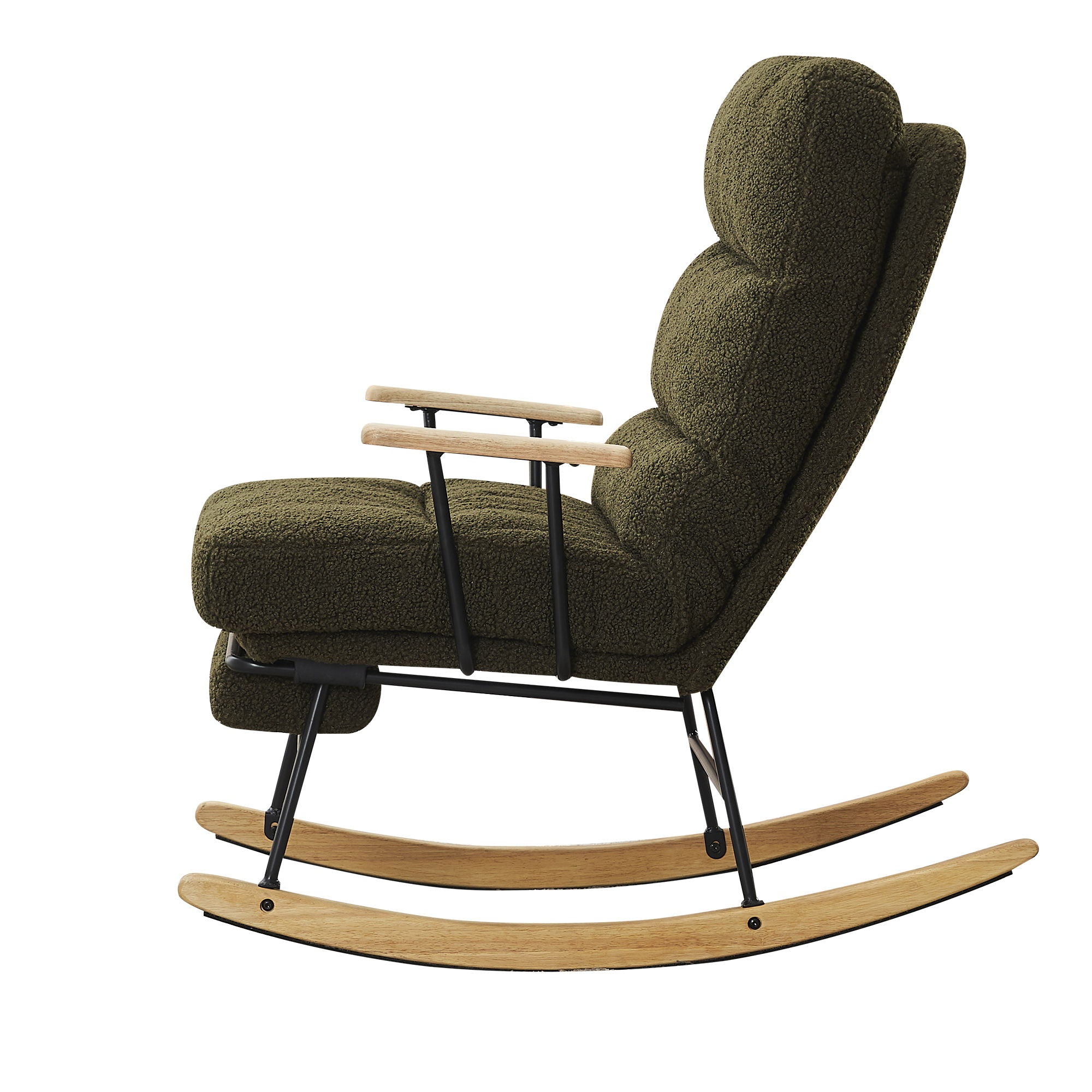 Modern Teddy Gliding Rocking Chair With High Back, Retractable Footrest, And Adjustable Back Angle For Nursery, Living Room, And Bedroom