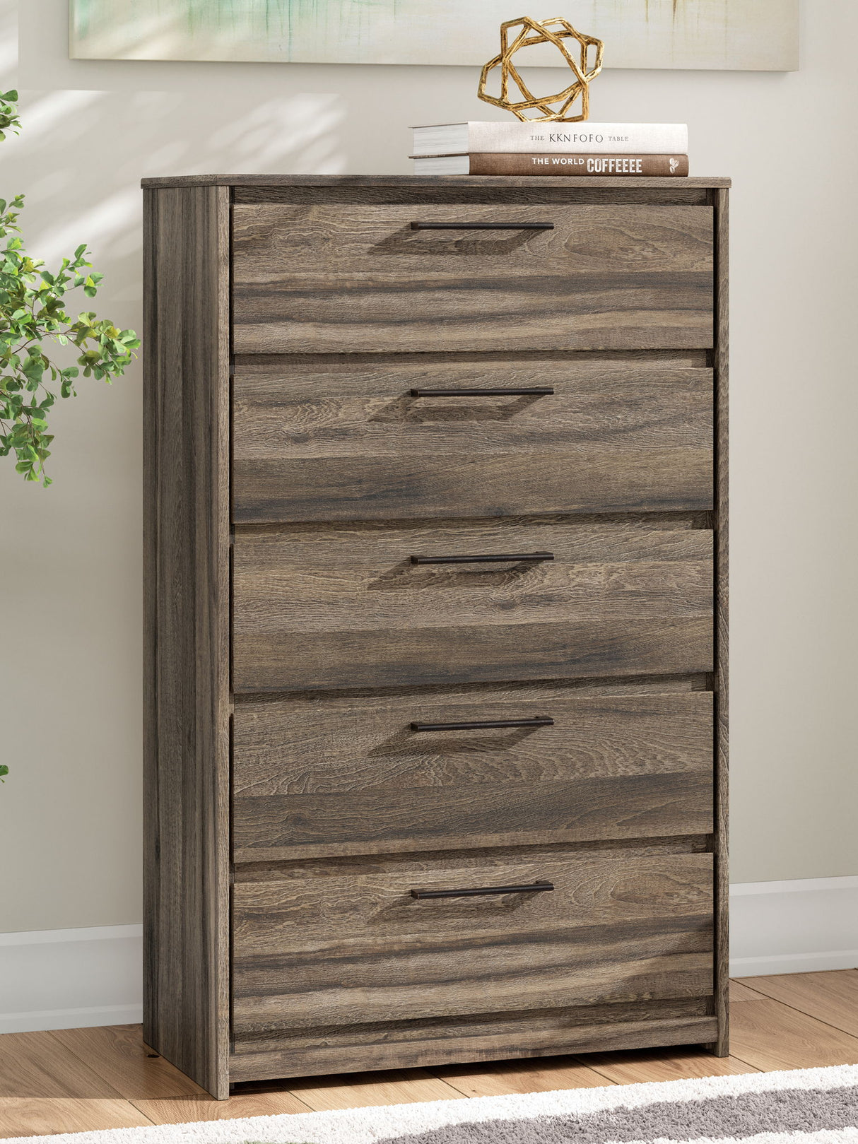 Elbrim - Brown - Five Drawer Chest by Signature Design by Ashley® | Bel Furniture