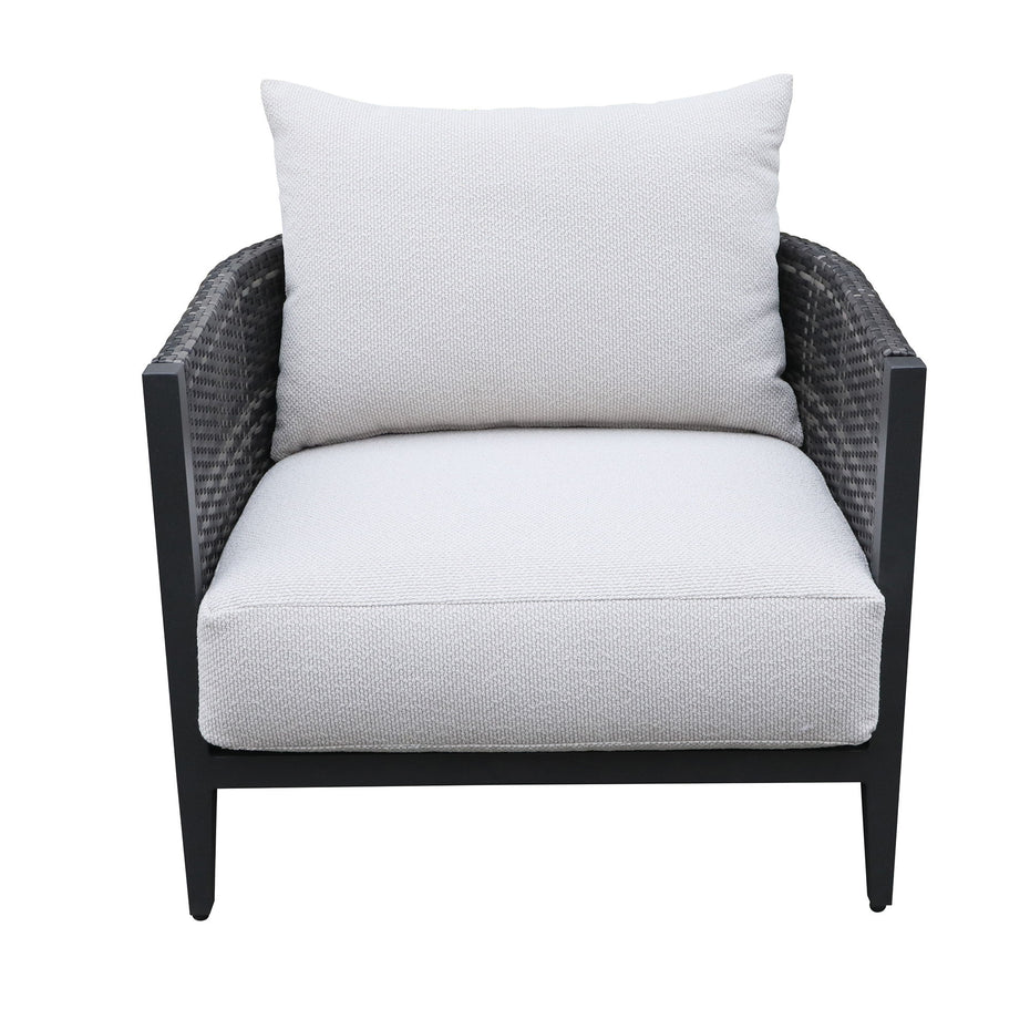 Premium Outdoor Wicker Gabardine Club Chair With Cushion (Set of 2) - White / Dark Gray