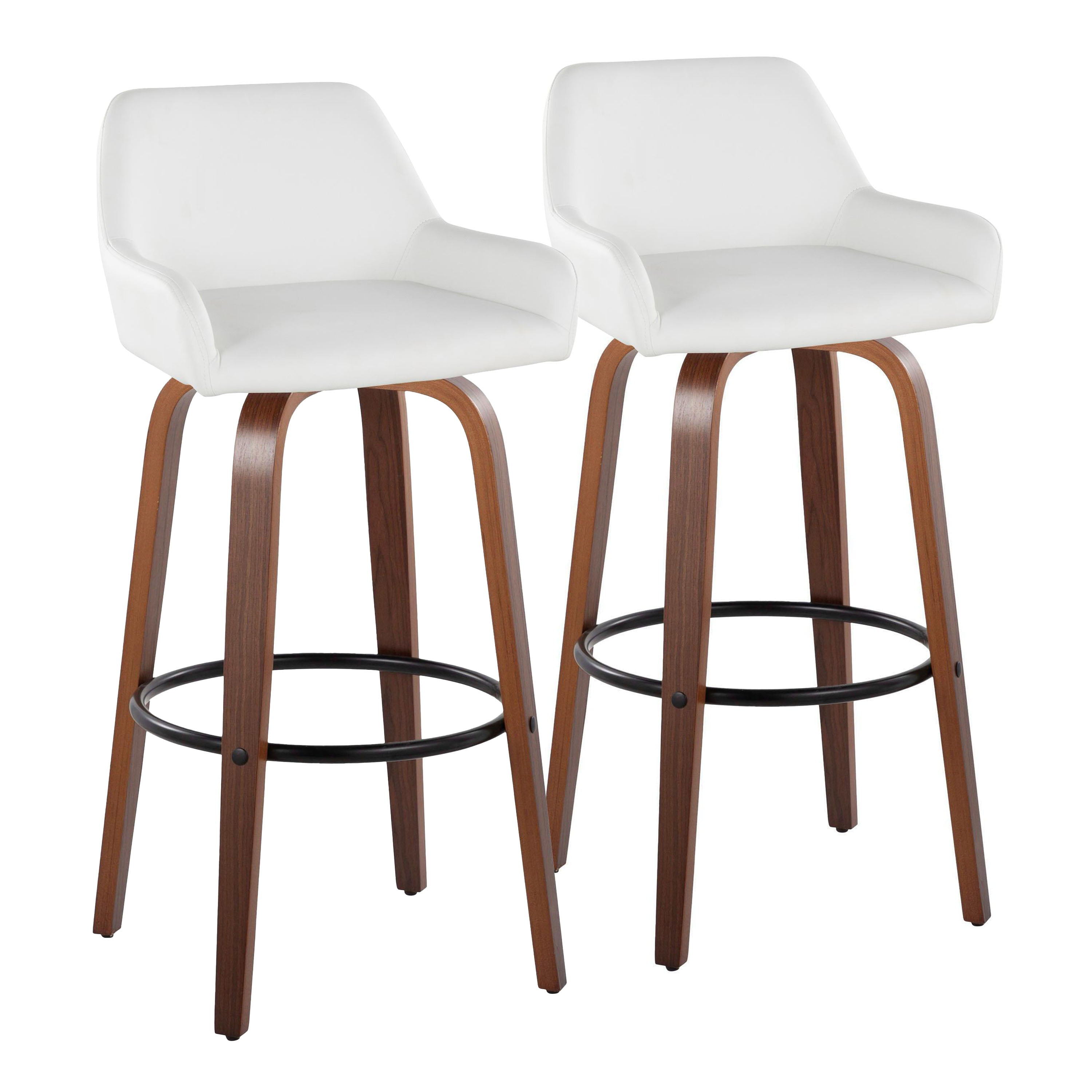 Daniella - Contemporary Fixed Height, Barstool & Swivel And Round Footrest (Set of 2)