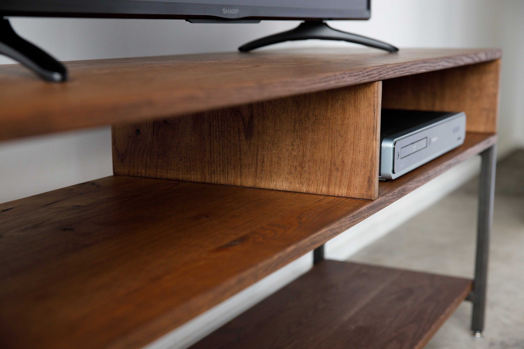 Wood Open Shelving TV Stand - Brown