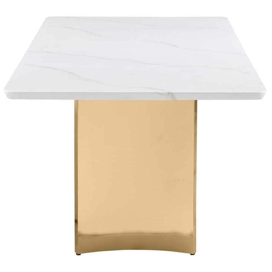 Telvin - Rectangular Marble Top Dining Table White - White Marble