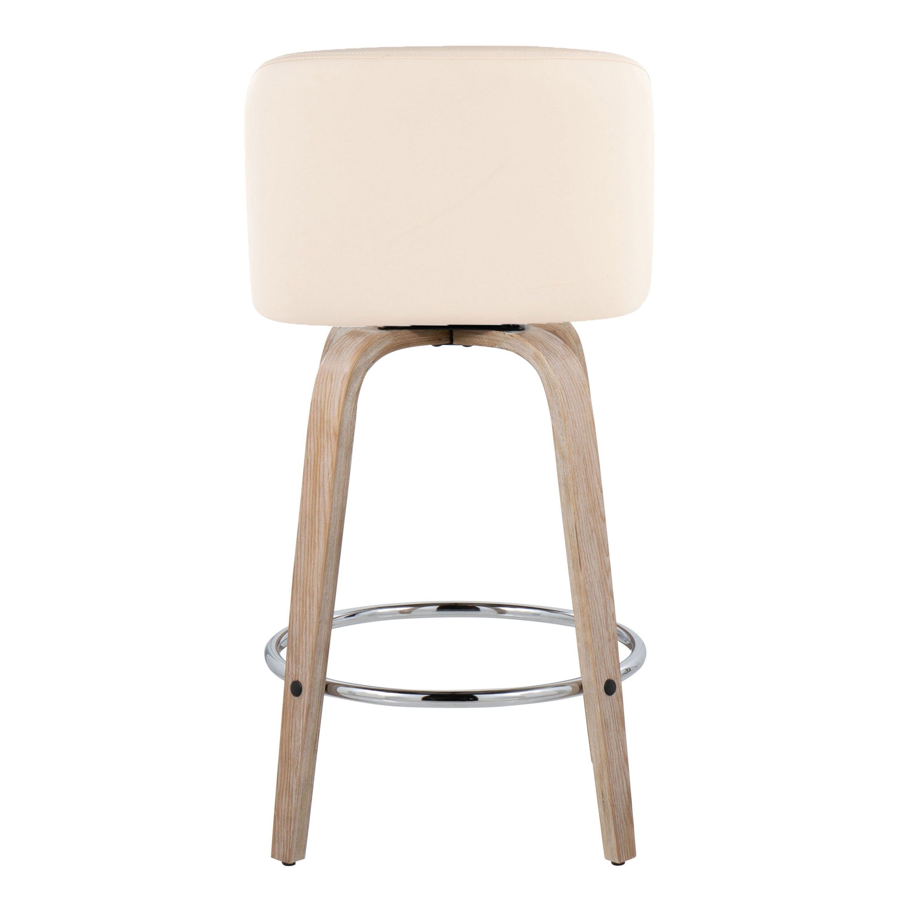 Toriano - Modern Design Fixed Height Counter Stool With Swivel With Round Footrest (Set of 2)