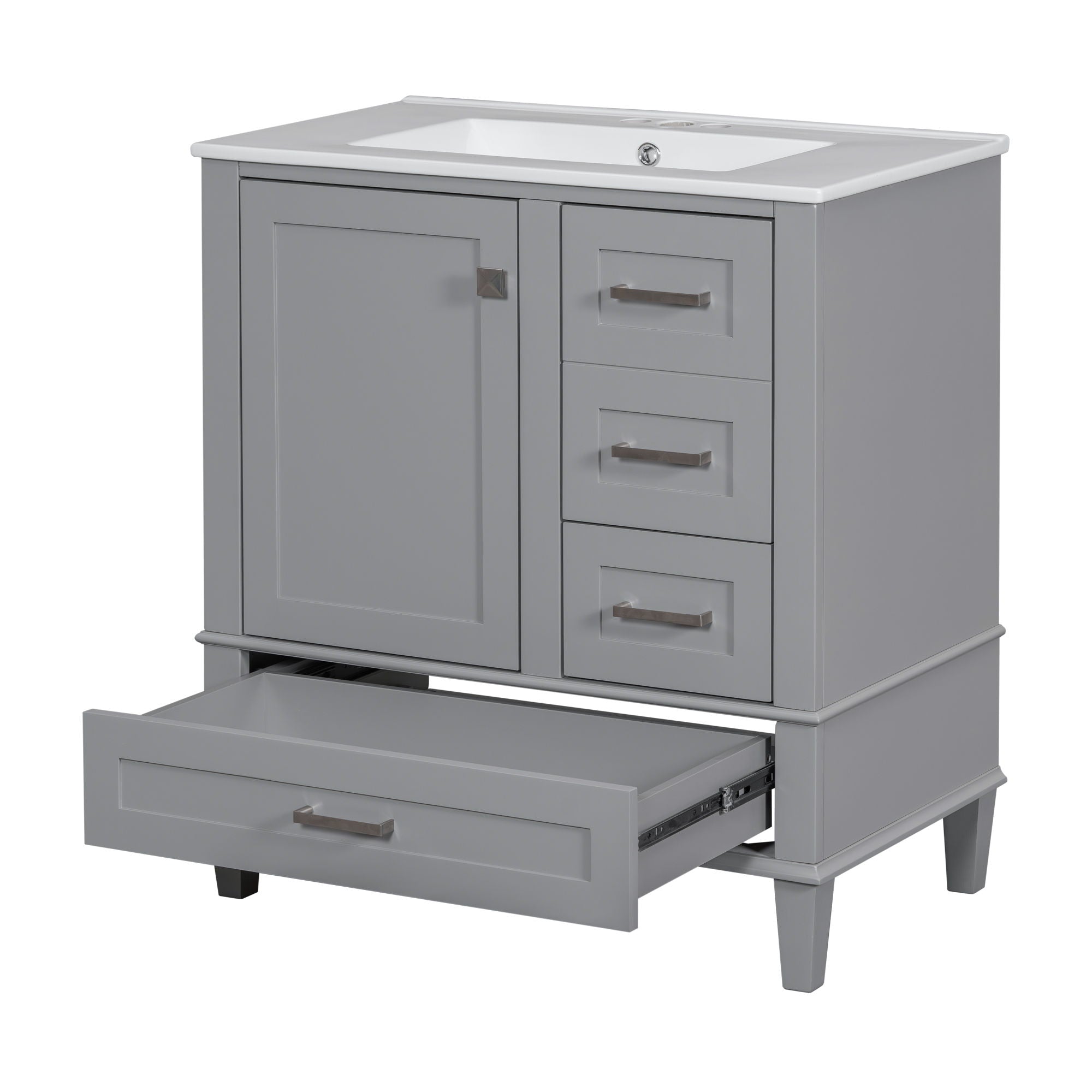 Bathroom Vanity, Modern Bathroom Cabinet With Sink Combo Set, Bathroom Storage Cabinet With A Soft Closing Door And 3 Drawers, Solid Wood Frame