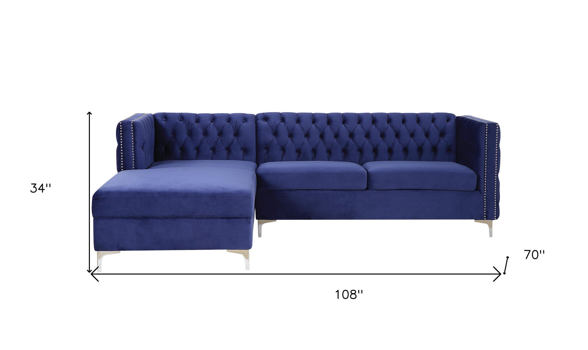 Velvet L Shaped Seating Component - Blue