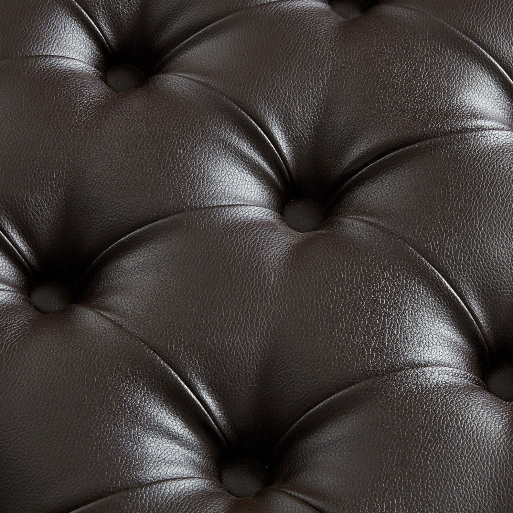 Faux Leather Cocktail Ottoman - Espresso / Clear