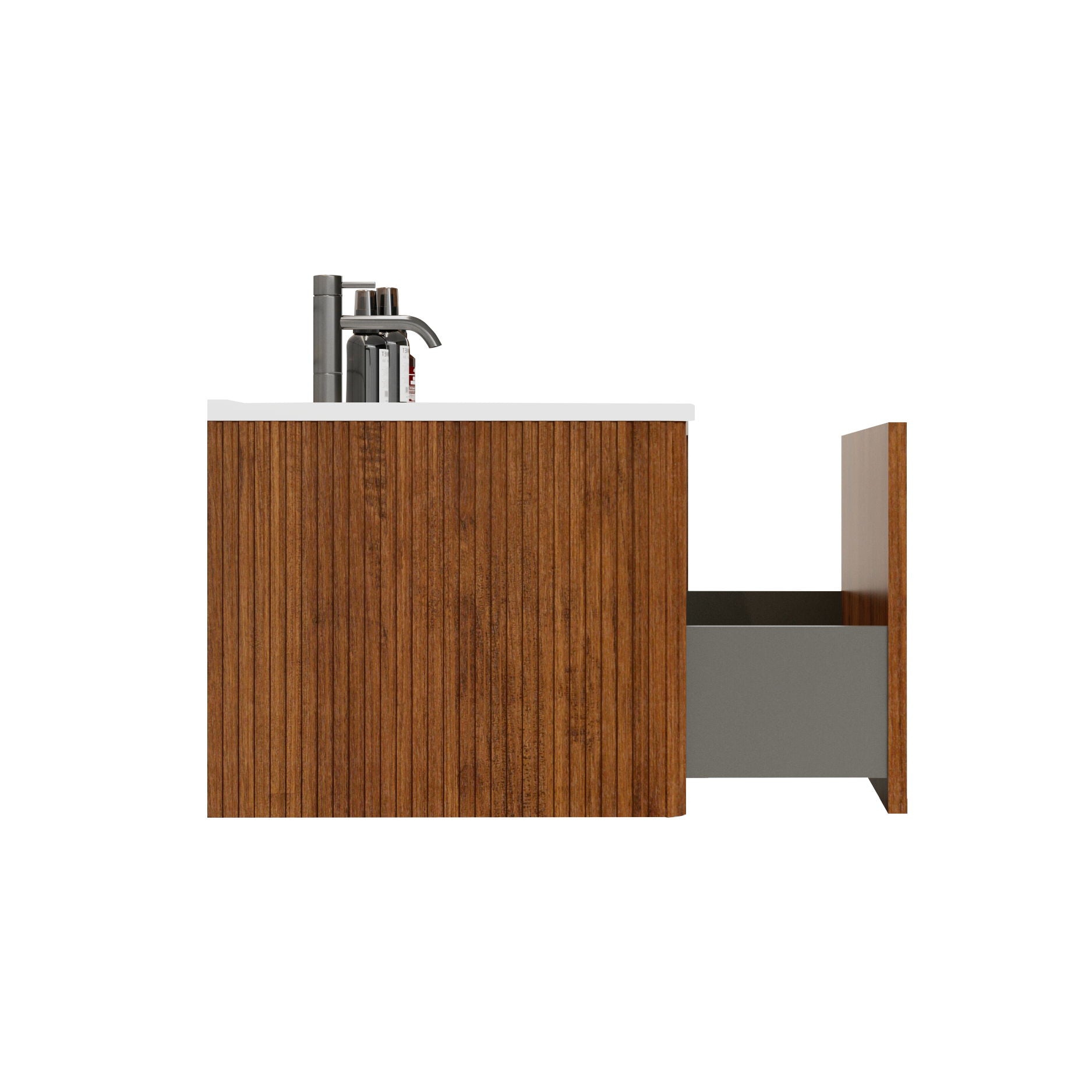 Etna - Striped Bathroom Vanity With Ceramic Sink, Wall Mounted Floating Bathroom Vanity For Modern Bathroom