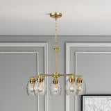 Elegance 5 Lights Linear Arms With Chain Chandelier - Clear / Gold by Ashcroft Furniture | Bel Furniture