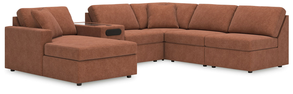 Modmax - Spice - Sectional Light Brown 6 Pc. Sectional With Laf Corner Chaise And Audio Console by Signature Design by Ashley® | Bel Furniture