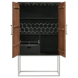 Borman - 2 Door Home Bar Cabinet Wine Storage - Walnut And Black by Coaster Fine Furniture | Bel Furniture