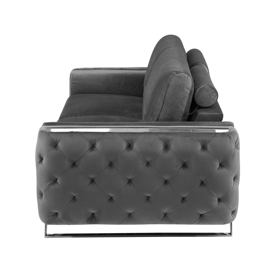 Sofa With Silver Legs - Gray