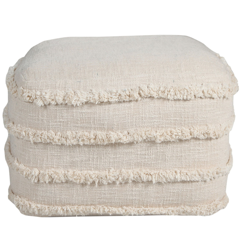 Cotton Square Ottoman - Cream