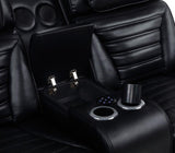 Zuma - Faux Leather Dual Power Reclining LED Loveseat - Black