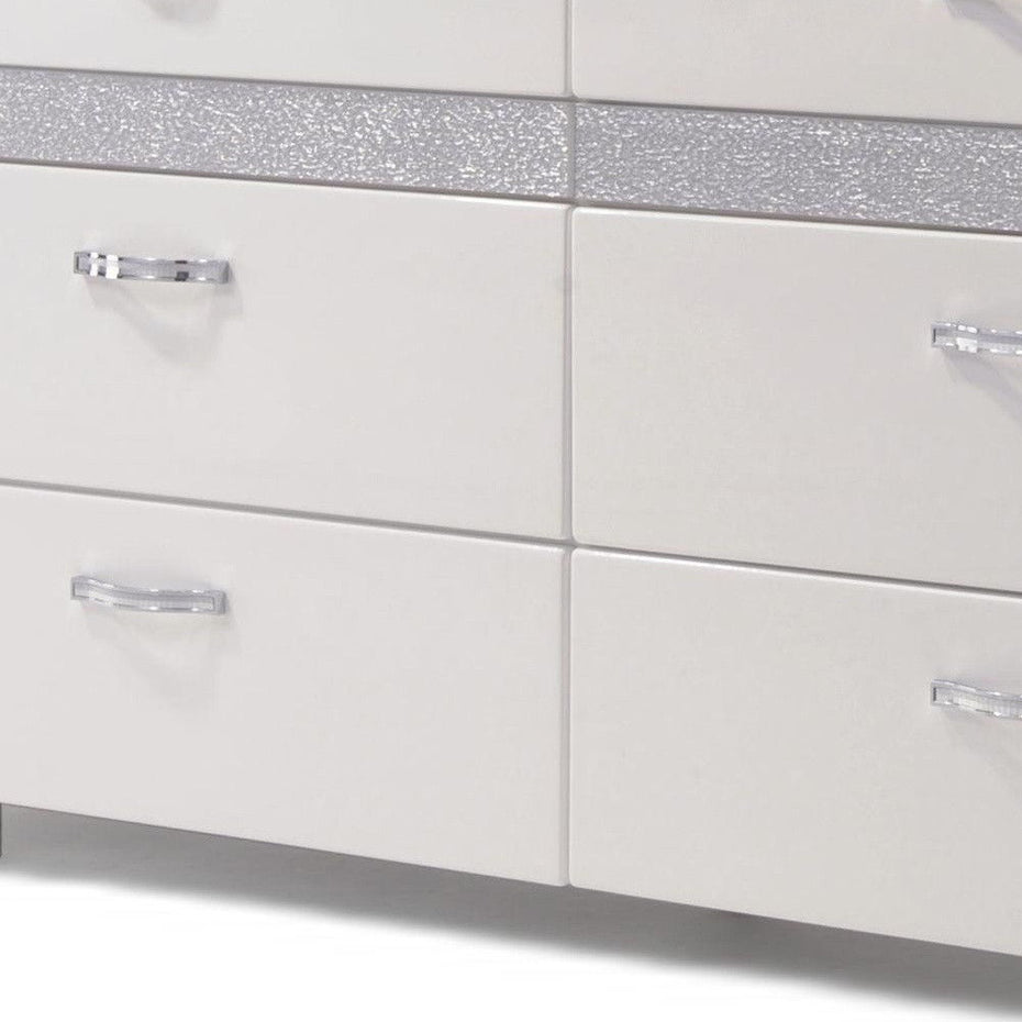 High Gloss Eight Drawer Double Dresser - White