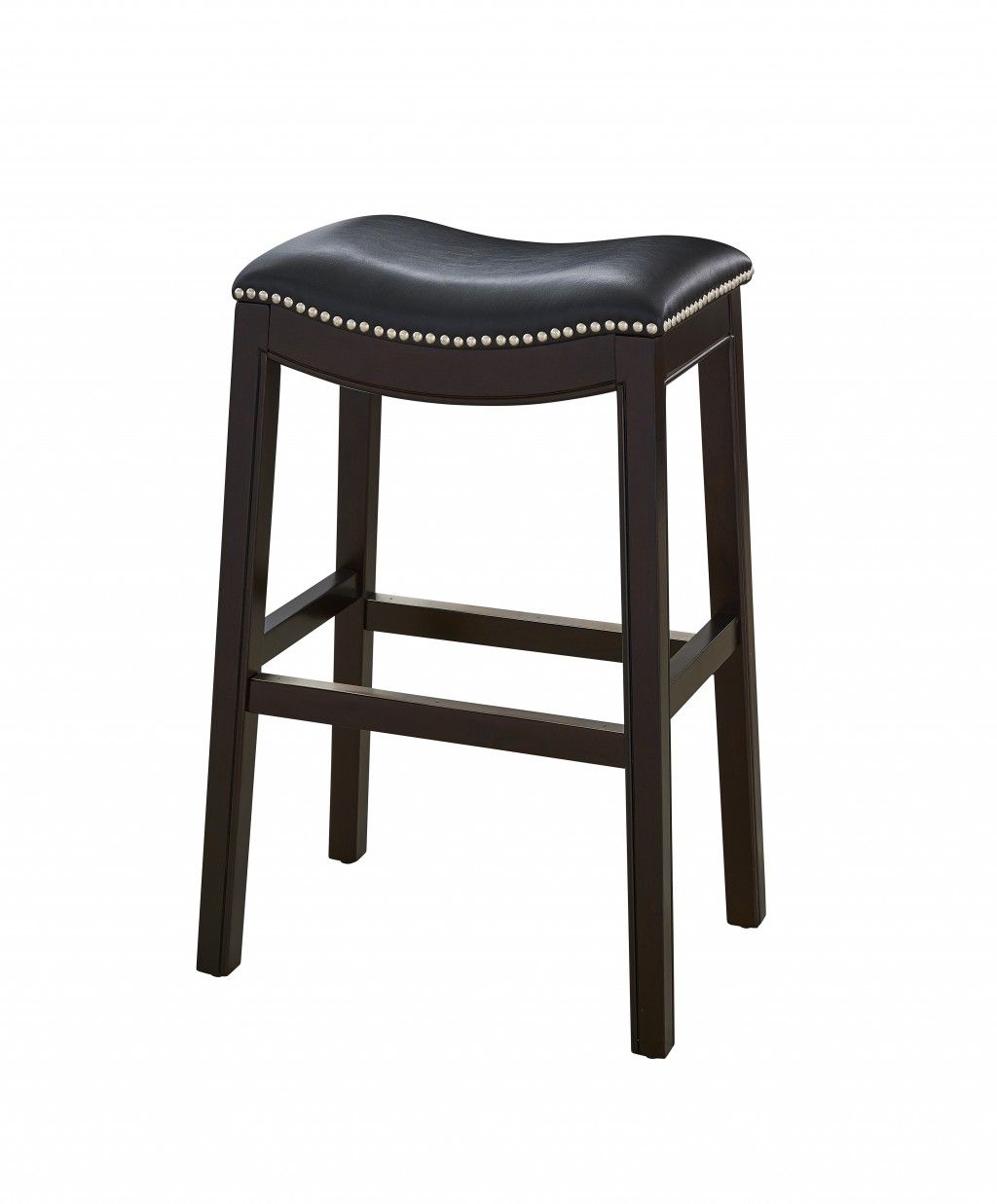 Solid Wood Backless Bar Height Bar Chair - Black / Espresso