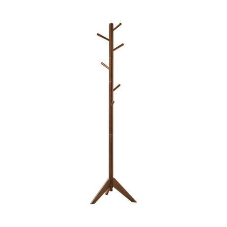 Devlin - 6 Hook Freestanding Wood Coat Rack Hat Hanger Dark Brown by CoasterEveryday | Bel Furniture