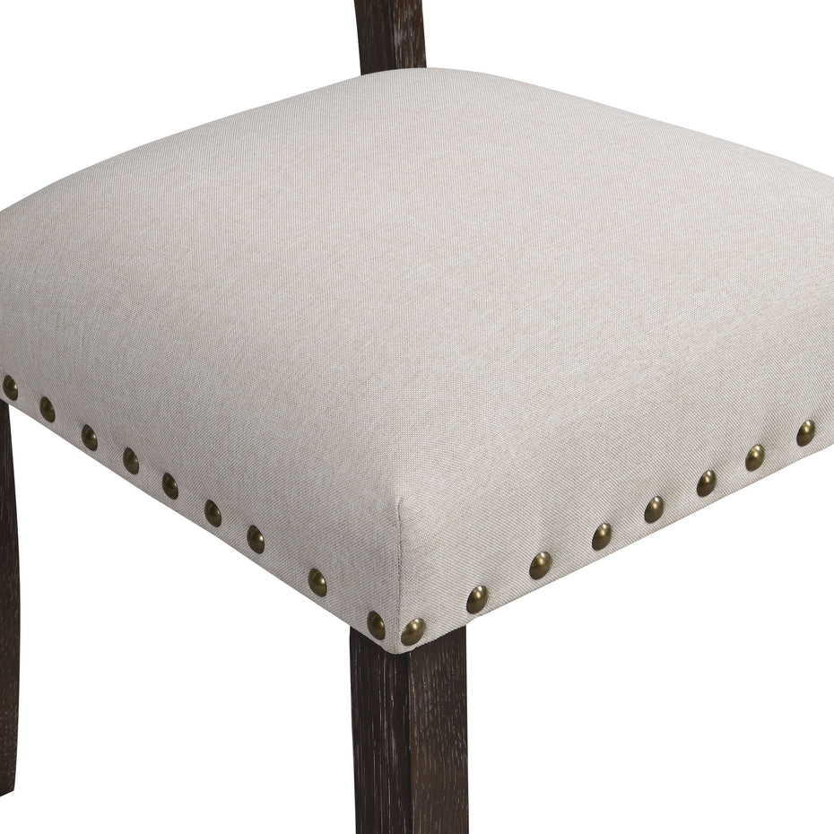 Modern Tufted Back Upholstered Nailhead Trim Dining Chairs (Set of 2) - Beige