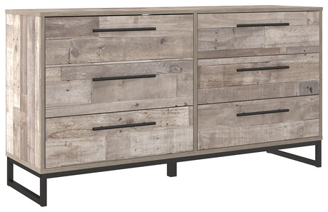 Neilsville - Whitewash - Six Drawer Dresser - Vinyl-Wrapped by Signature Design by Ashley® | Bel Furniture