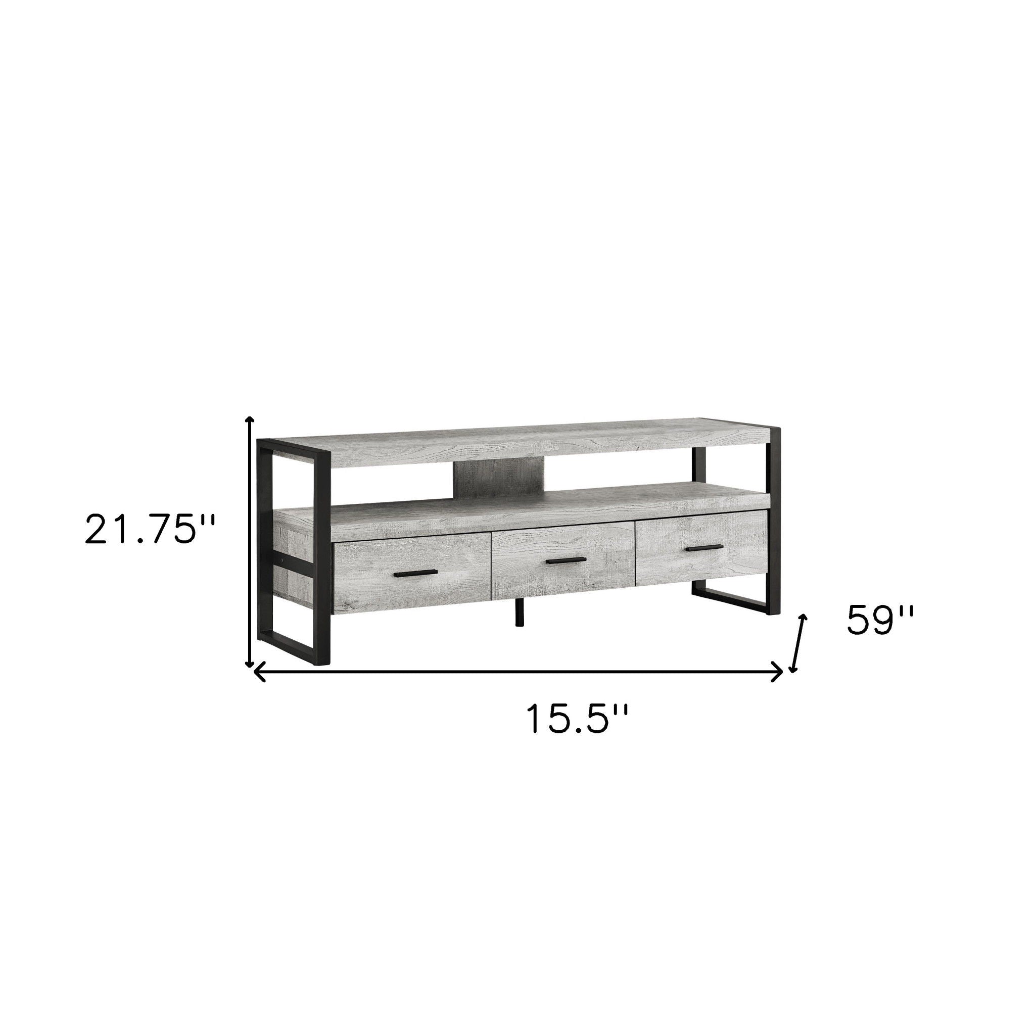 Cabinet Enclosed Storage, TV Stand - Black / Gray