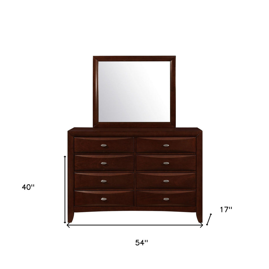 Solid Wood Eight Drawer Double Dresser - Cherry