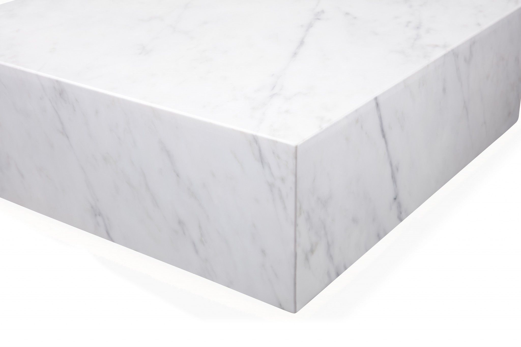 Genuine Marble And Brass Square Coffee Table - White