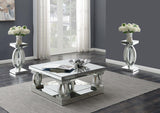 Amalia - Mirrored Coffee Table Set Pearl Silver 3 Pc. Coffee Table, 2 End Tables by Coaster Fine Furniture | Bel Furniture