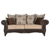 Elmbrook - Upholstered Rolled Arm Sofa Set With Intricate Wood by Coaster Fine Furniture | Bel Furniture