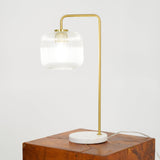 Haven - Clear Table Lamp, Button Control - Gold / White / White Marble by Ashcroft Furniture | Bel Furniture