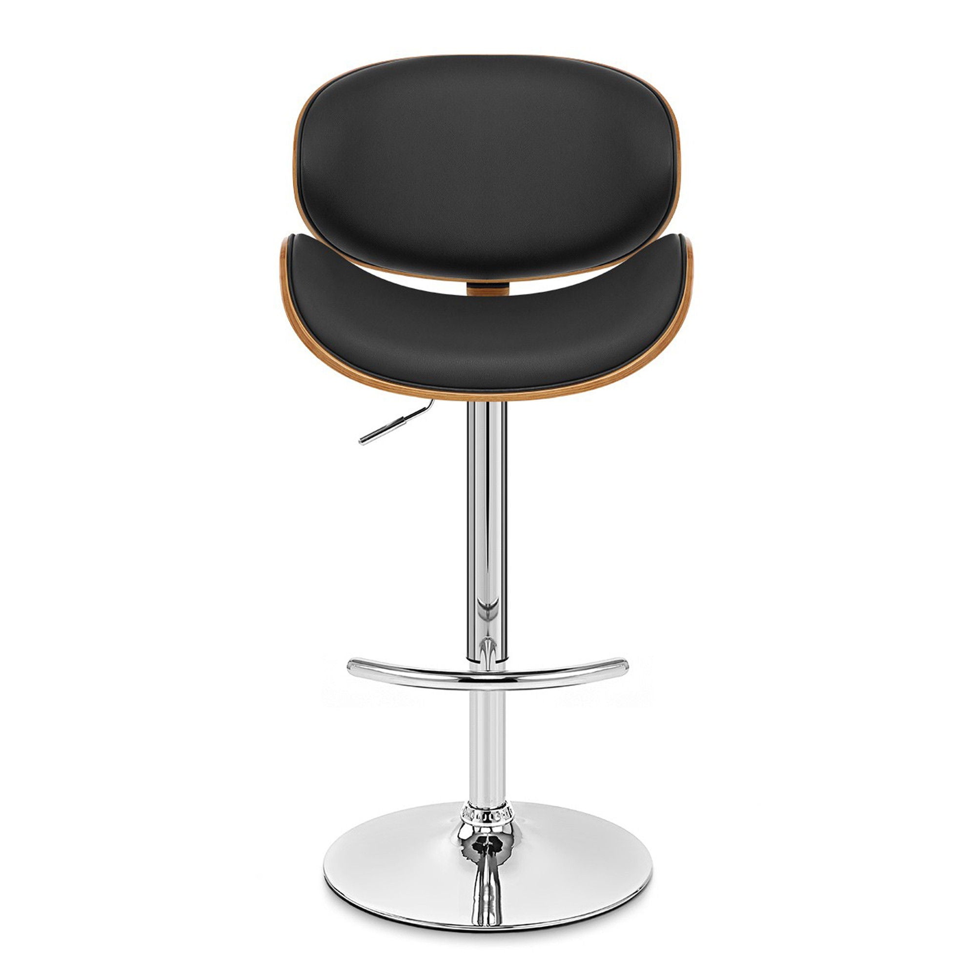 Swivel Low Back Adjustable Height Bar Chair - Black / Silver