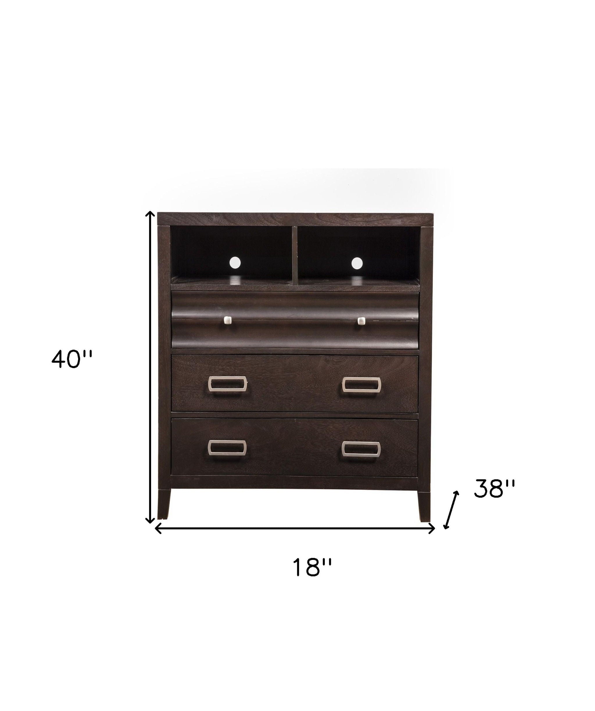 Solid Wood Open Shelving TV Stand - Black