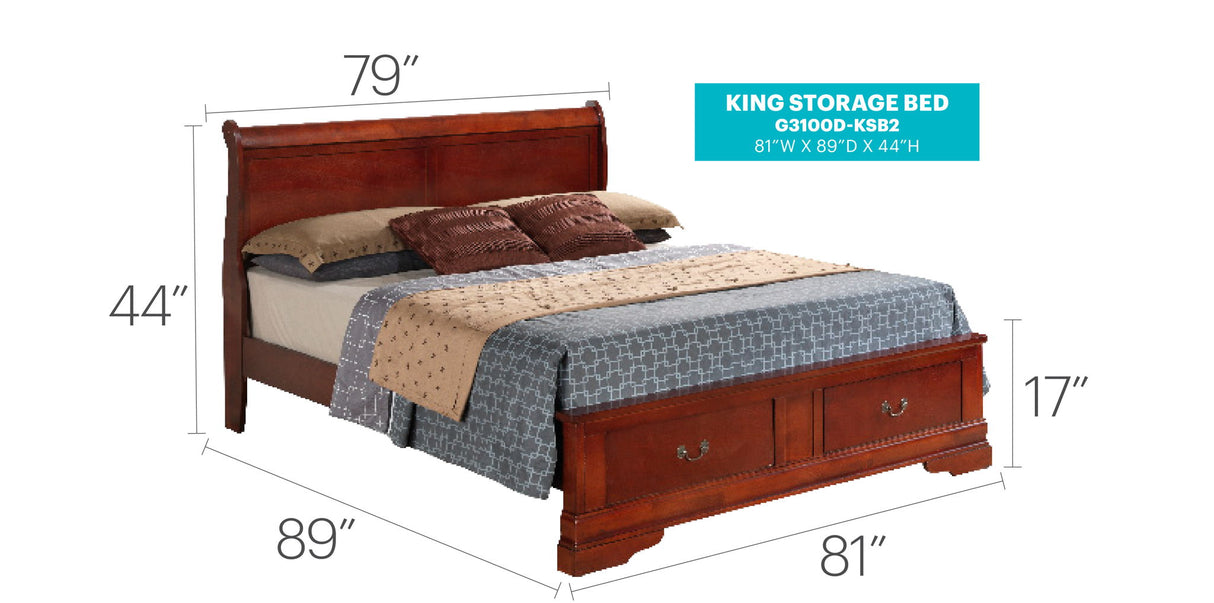 Louis Phillipe - Storage Bed