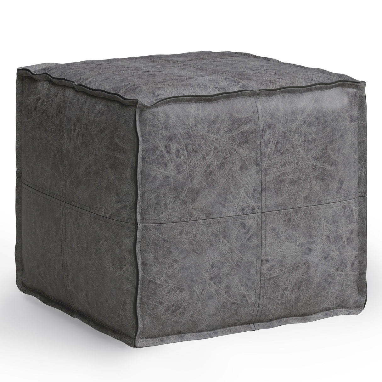 Brody - Versatile Square Pouf Dark Gray by Simpli-Home | Bel Furniture
