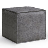 Brody - Versatile Square Pouf Dark Gray by Simpli-Home | Bel Furniture