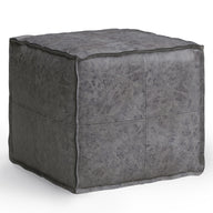 Brody - Versatile Square Pouf Dark Gray by Simpli-Home | Bel Furniture