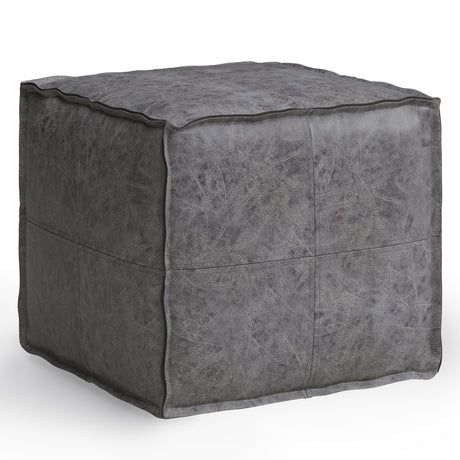 Brody - Versatile Square Pouf Dark Gray by Simpli-Home | Bel Furniture