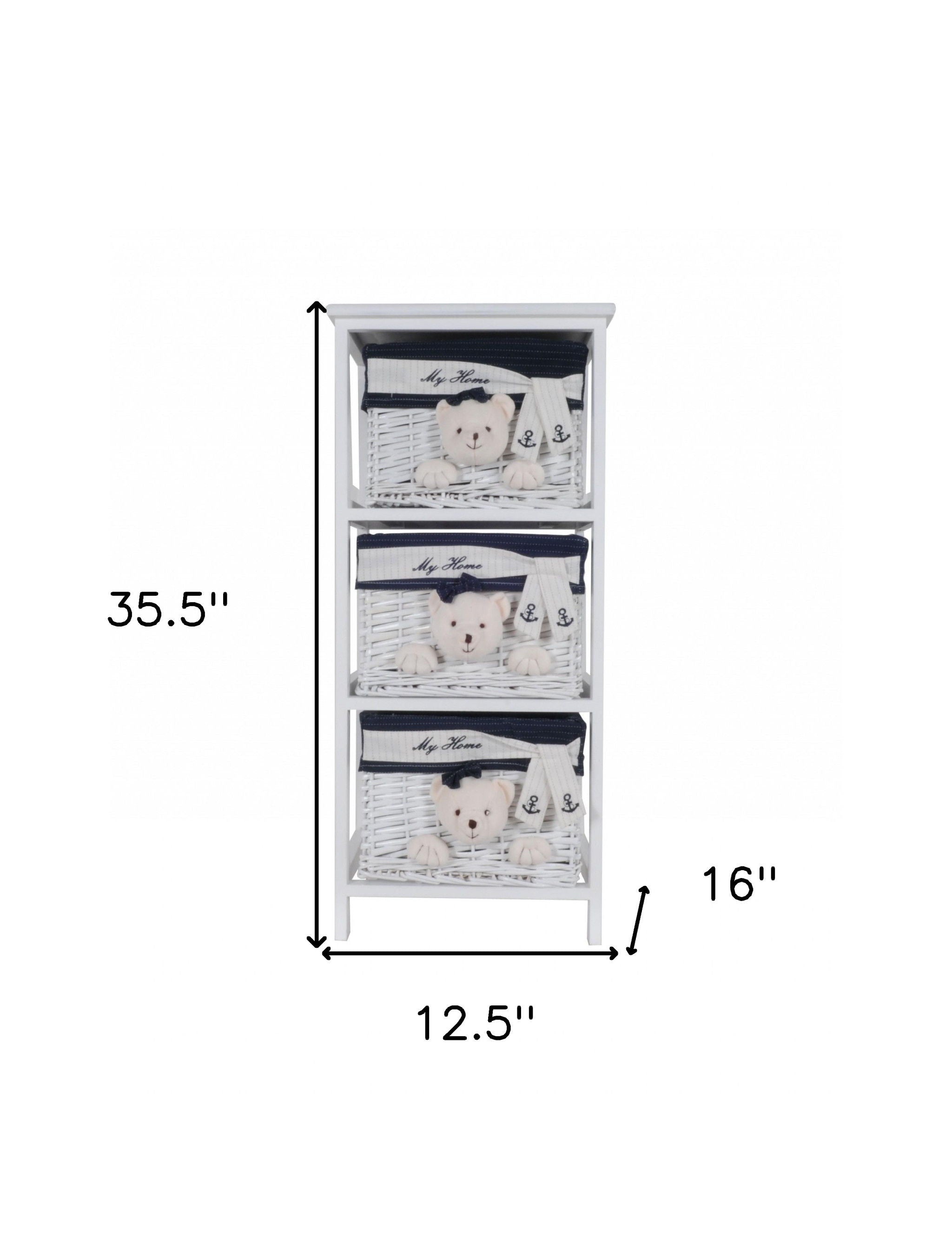 Portable 3 Drawers - White Blue