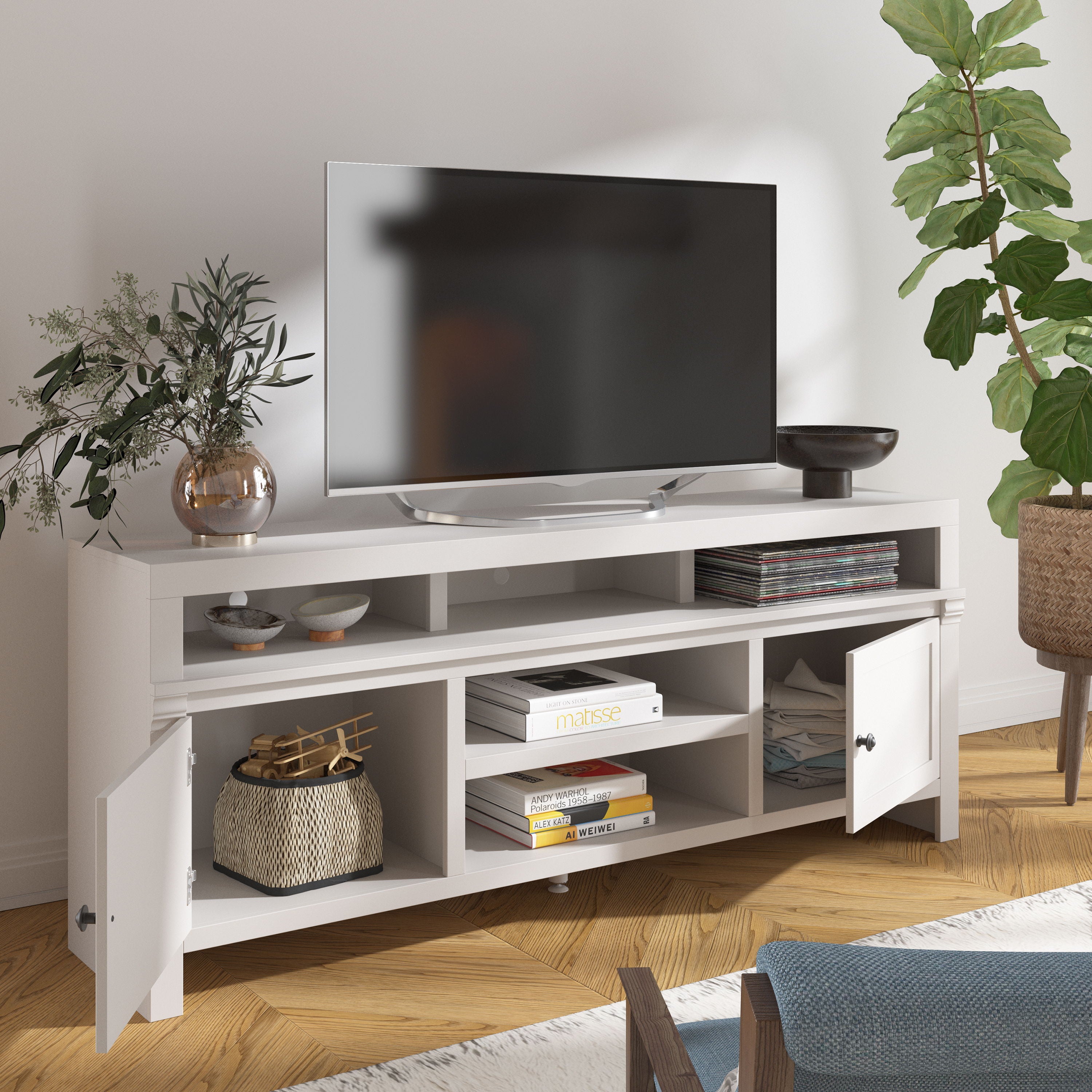 Modern - TV Stand Conosle For TVs 85" - White