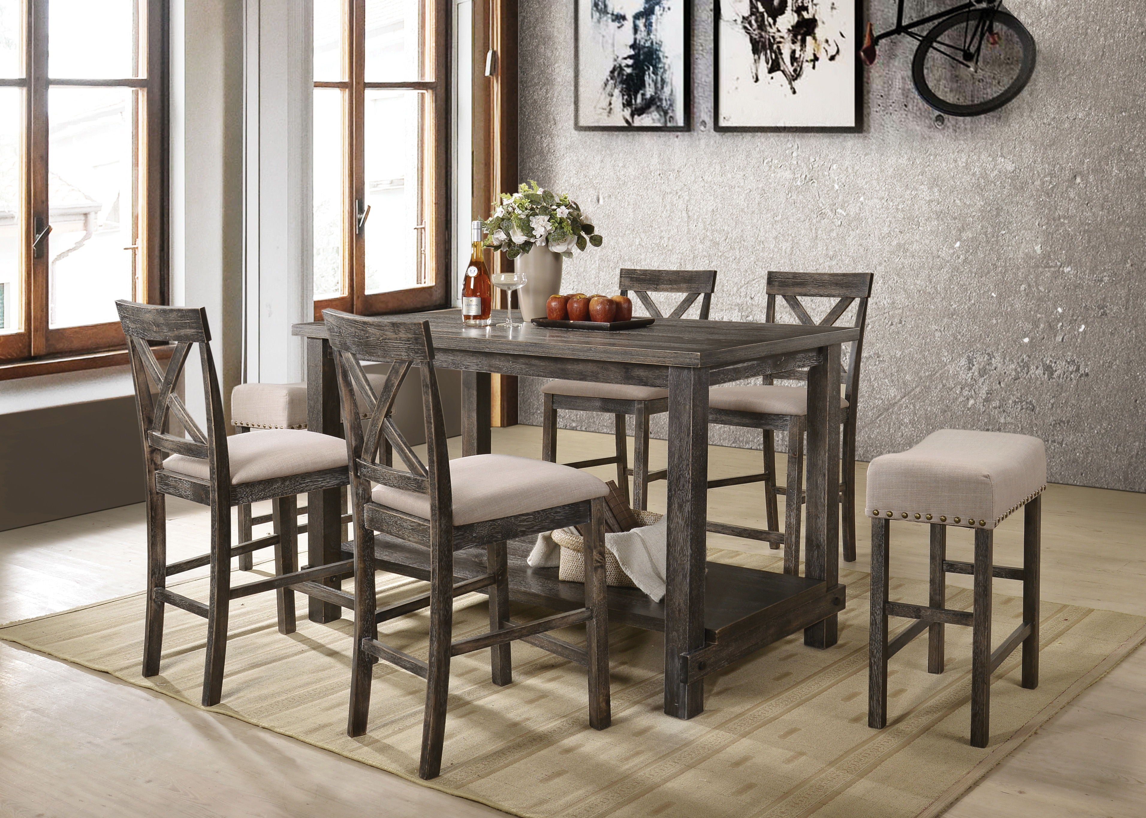 Martha II - 7 Pieces Counter Height Dining Room Set - Gray